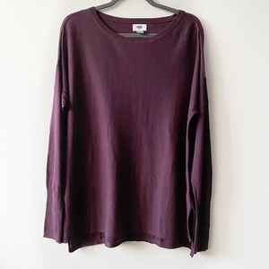 Old Navy Crew Neck Oversized Knit Top Dark Purple